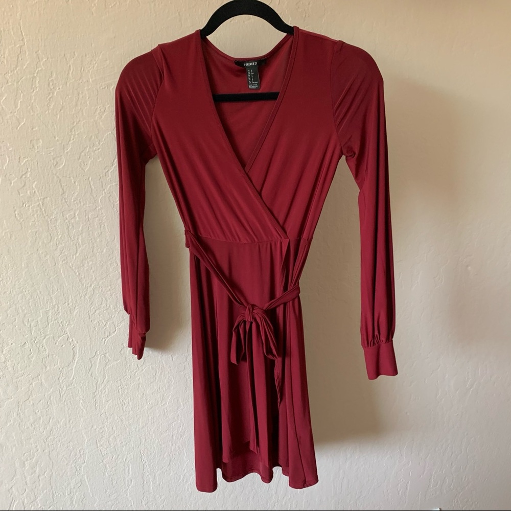 Maroon Red Wrap Style Dress (size S)